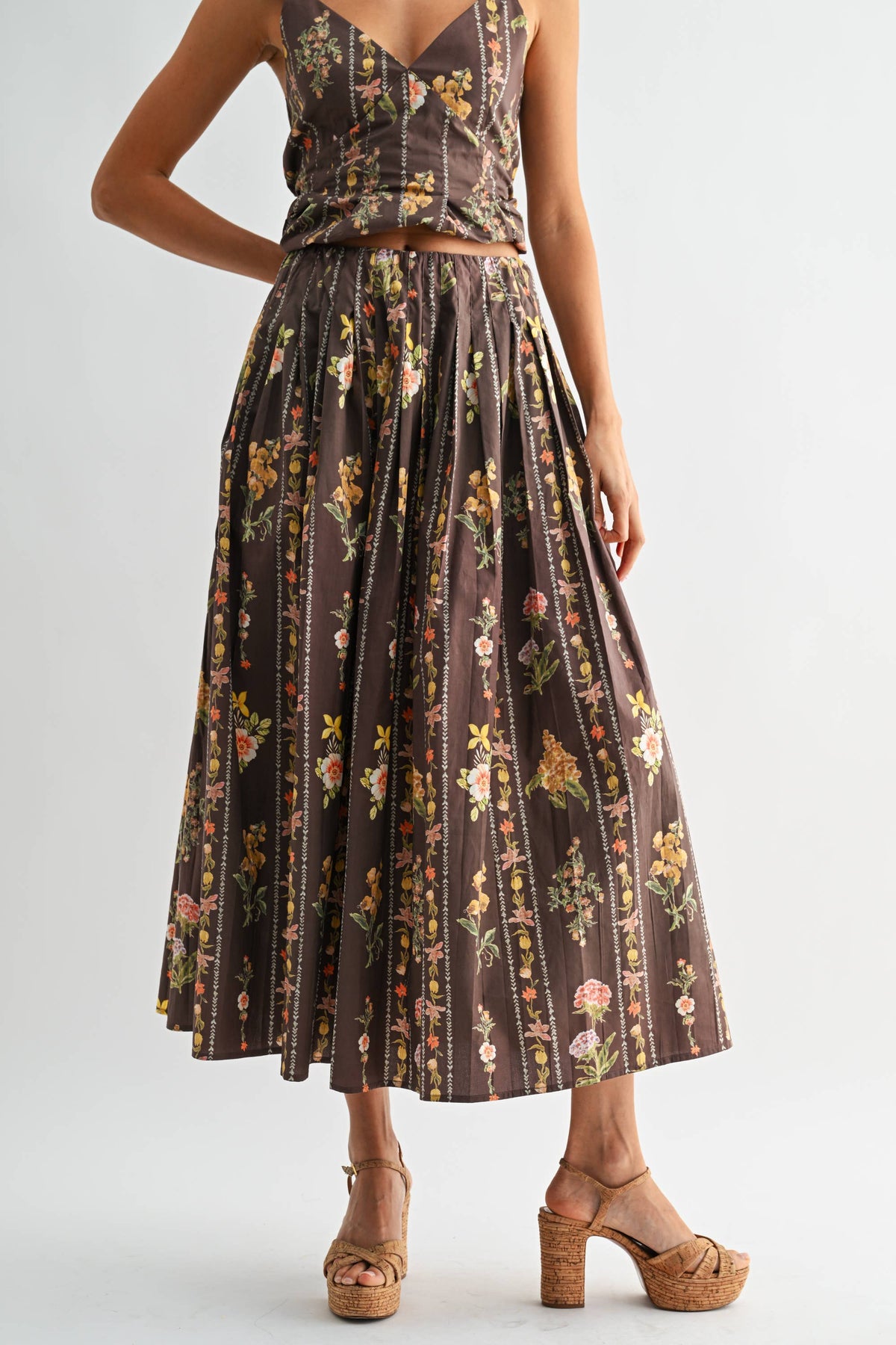 Floral Print Top and Skirt Set