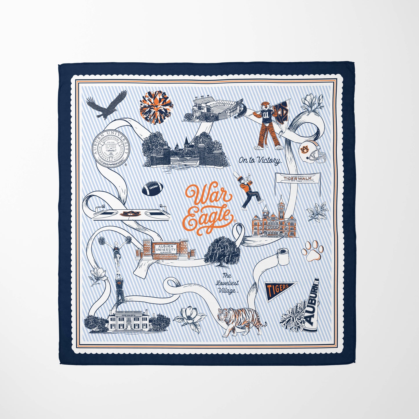 Auburn University Striped Silk Scarf