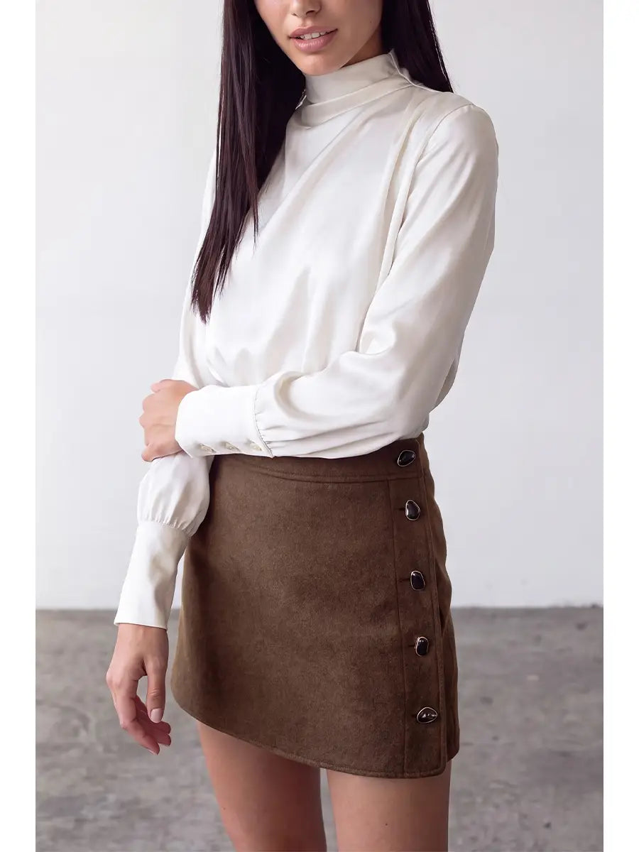 Chic Button Detail Mini Skirt
