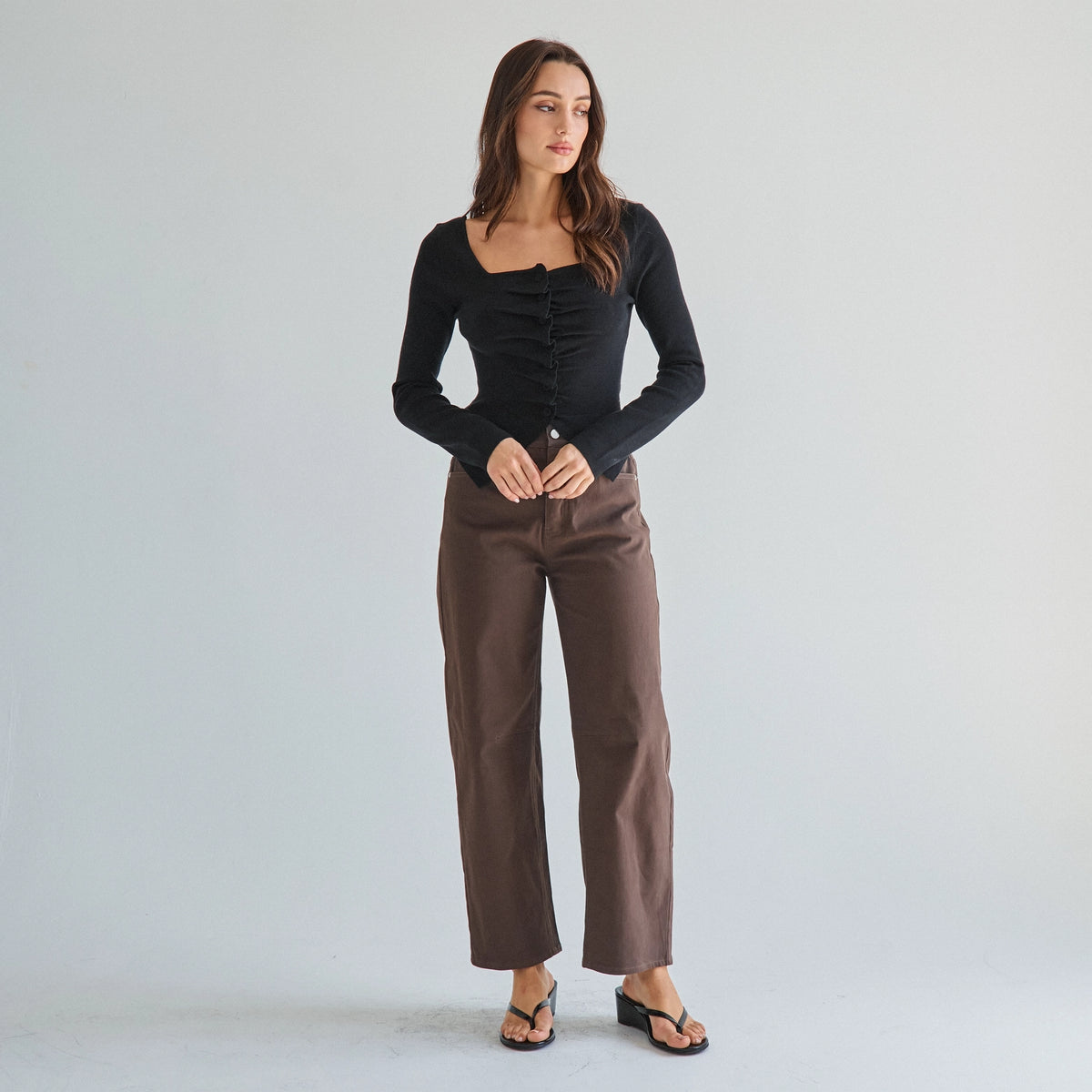 COTTON TWILL BARREL JEAN