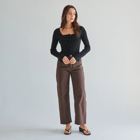 COTTON TWILL BARREL JEAN