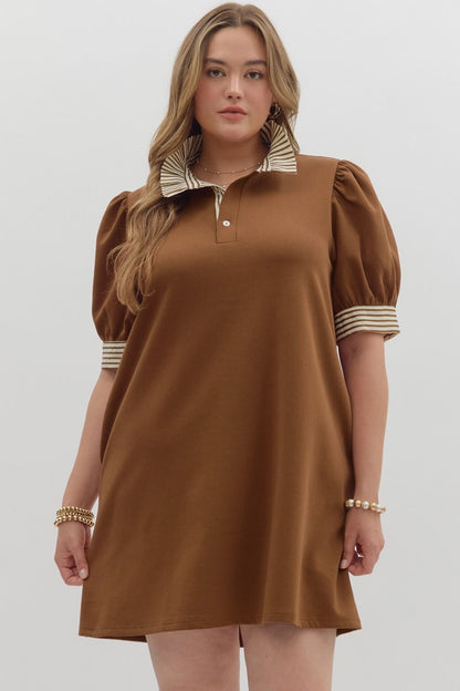 Contrasting Striped Collar Dress
