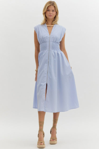 Midi Dress with Front Zipper