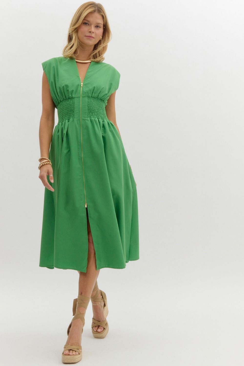 Midi Dress with Front Zipper