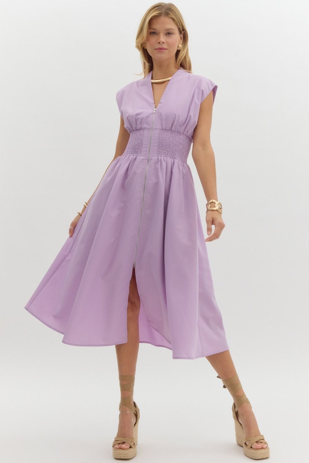 Midi Dress with Front Zipper
