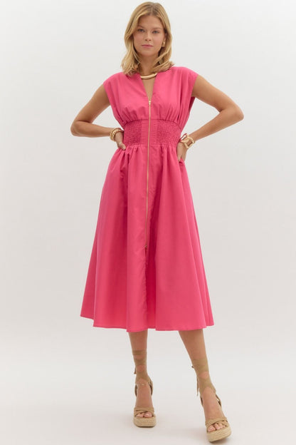 Midi Dress with Front Zipper