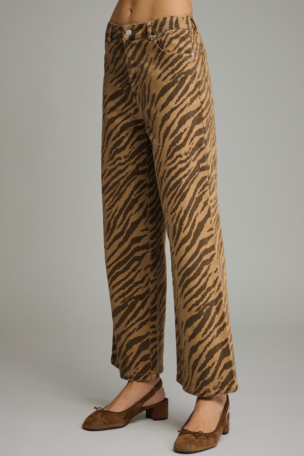 Zebra Print Wide Leg Pants