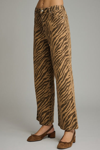 Zebra Print Wide Leg Pants