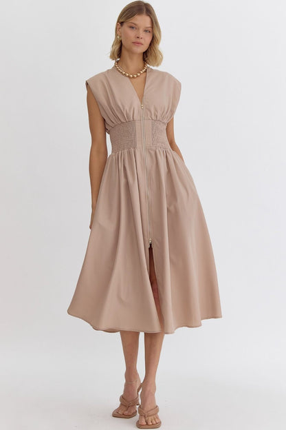 Midi Dress with Front Zipper
