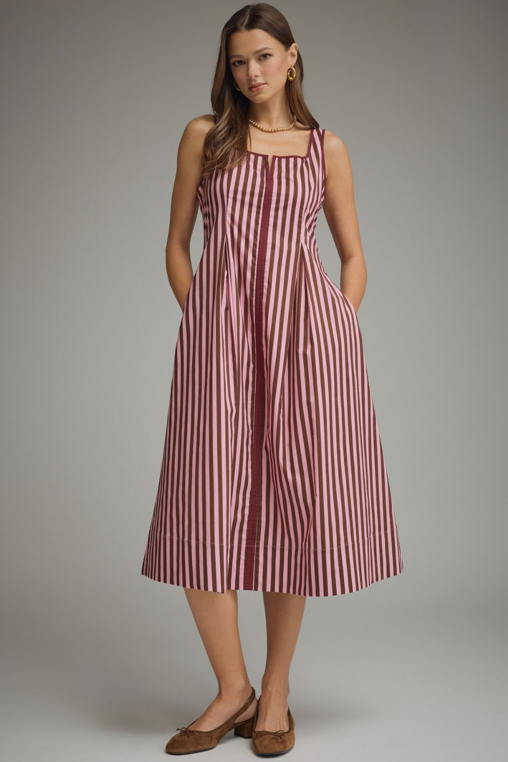 Striped Sleeveless Midi Dress