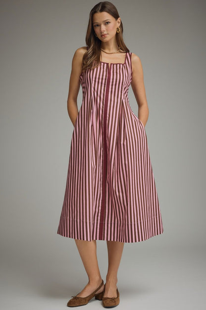 Striped Sleeveless Midi Dress