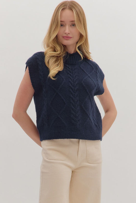 Sleeveless Cable Knit Sweater