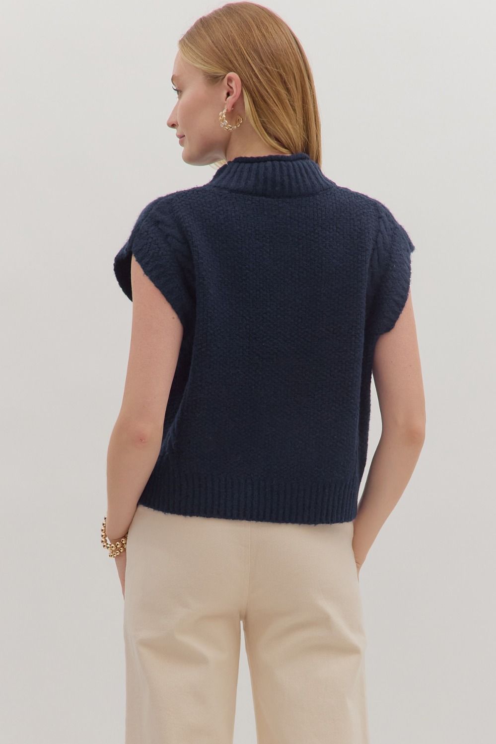 Sleeveless Cable Knit Sweater