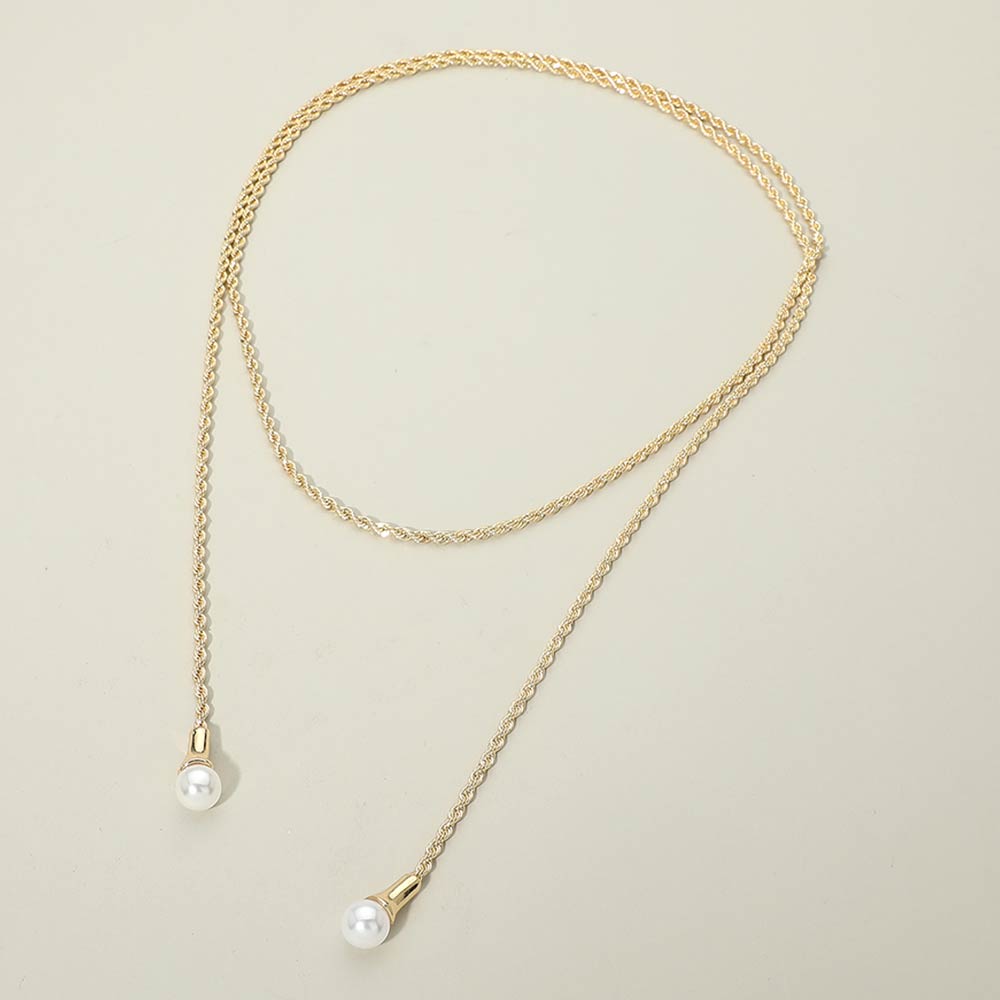 Pearl Drop Rope Chain Wrap Necklace