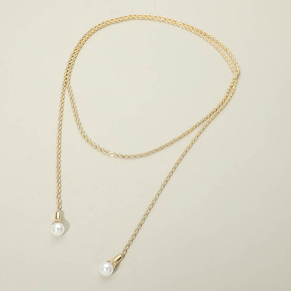 Pearl Drop Rope Chain Wrap Necklace
