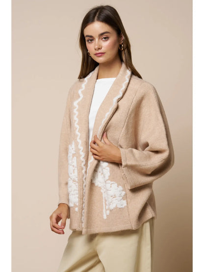 Floral Embroidery Collared Jacket