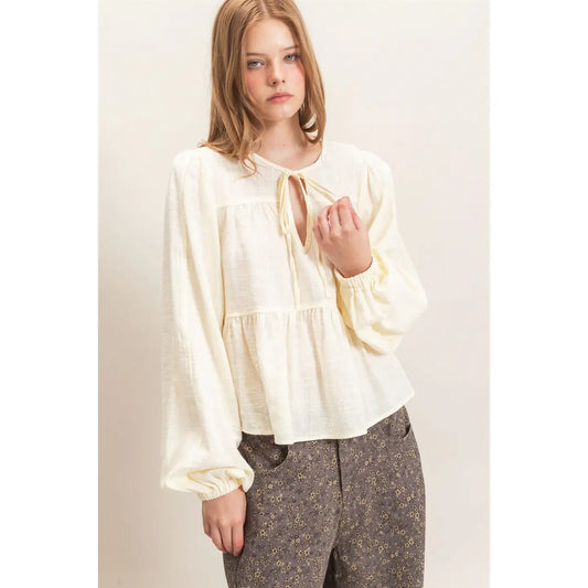Tie Front Peplum Blouse