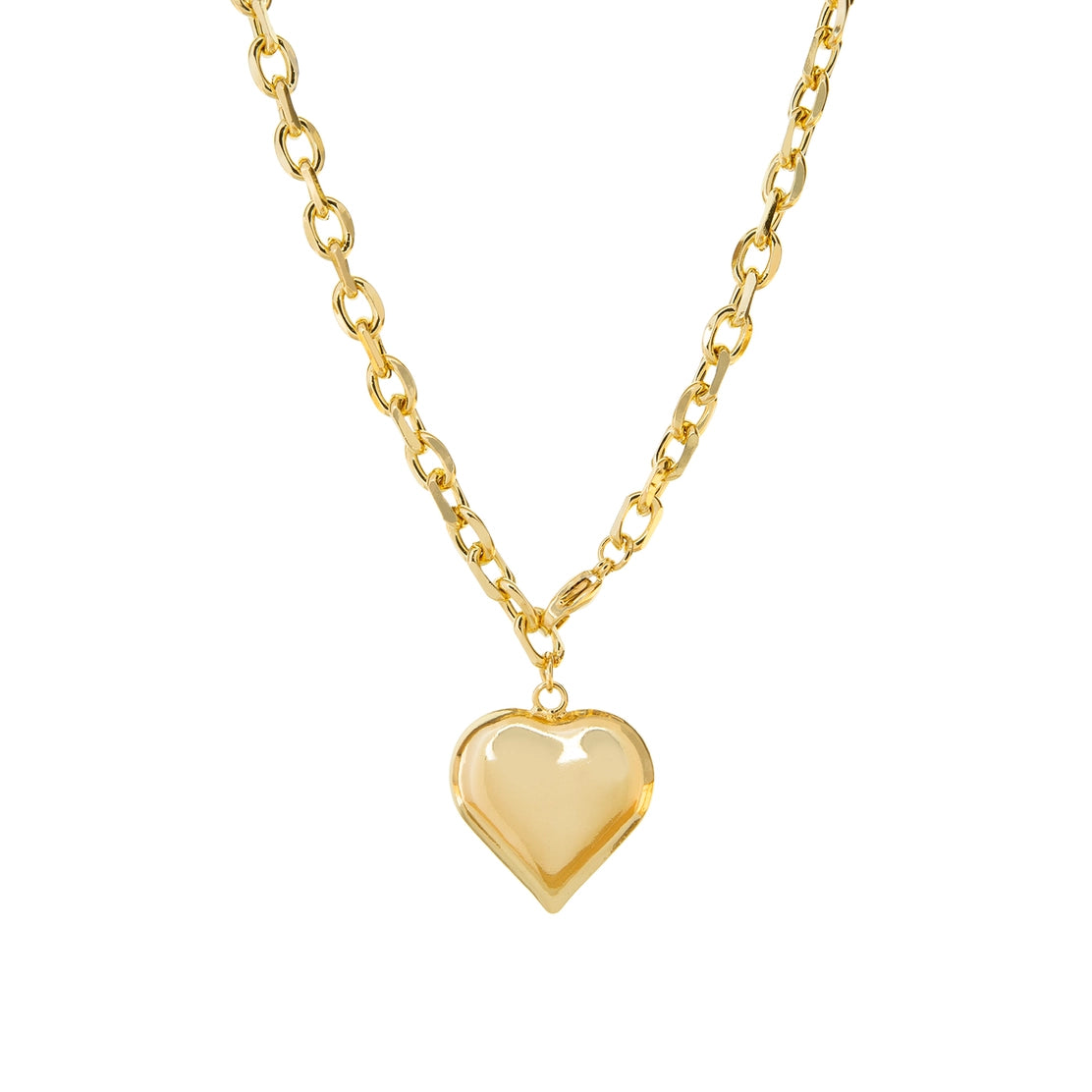 Large Hollow Heart Charm Necklace