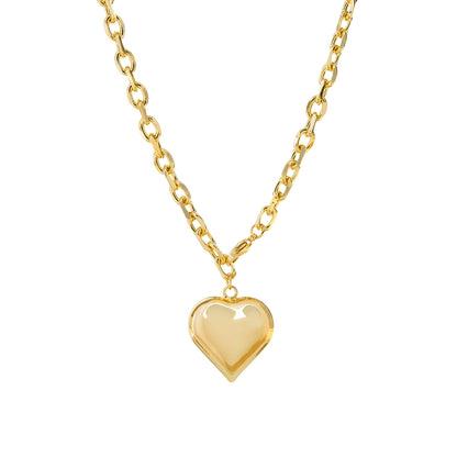 Large Hollow Heart Charm Necklace
