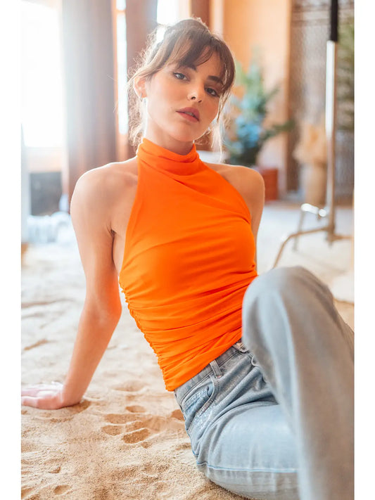 Mock Neck Slinky Top