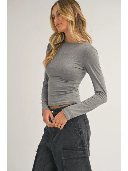 Long Sleeve Scoop Back Soft Top