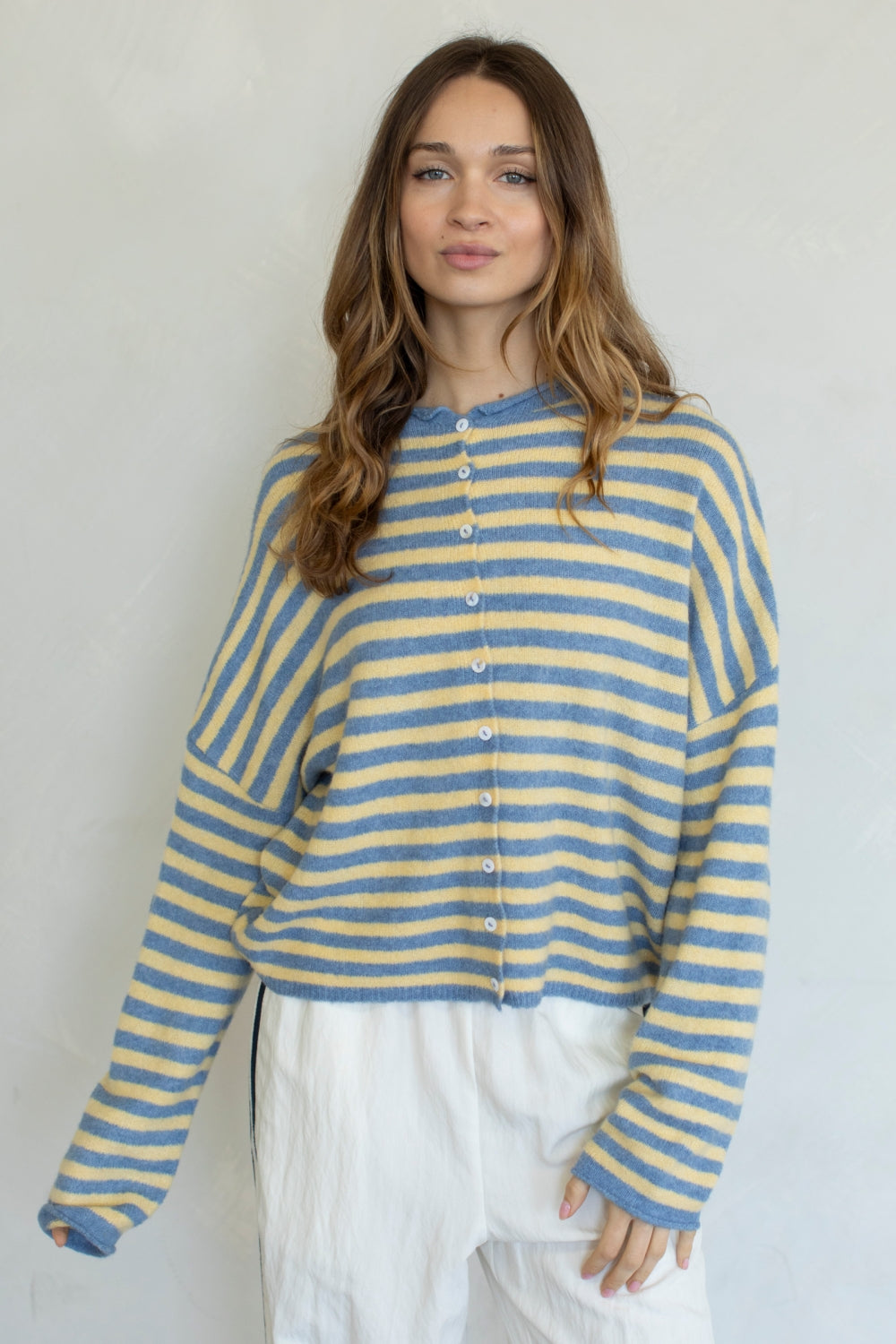 Light Blue Butter Standard Stripe Piper Cardigan