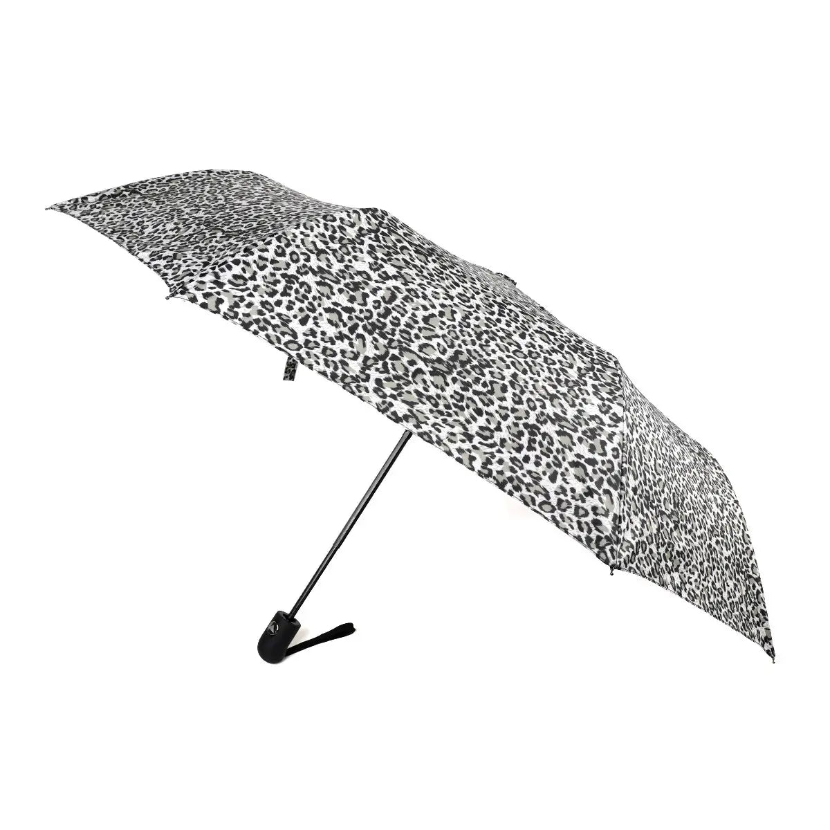 Compact Auto Open Leopard Umbrella