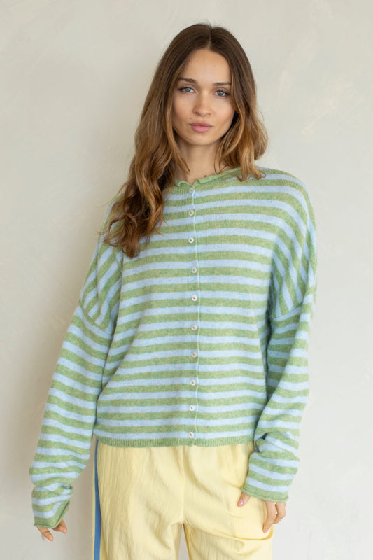 Matcha Standard Stripe Piper Cardigan