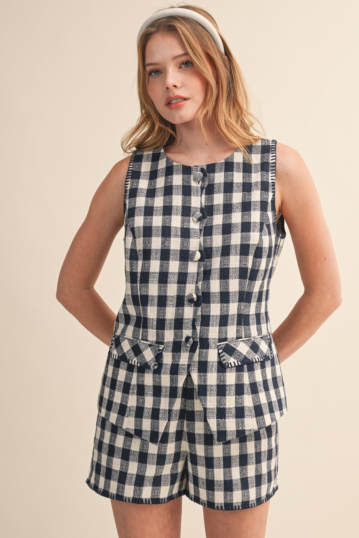 Gingham Top & Shorts Set
