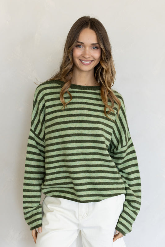 Olive Combo Stripe Piper Pullover