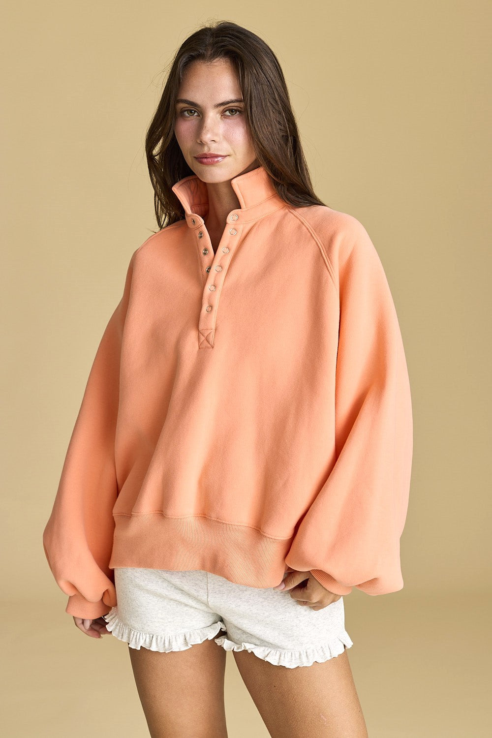 Snap Button Collared Pullover
