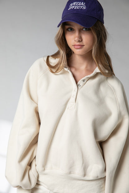 Snap Button Collared Pullover