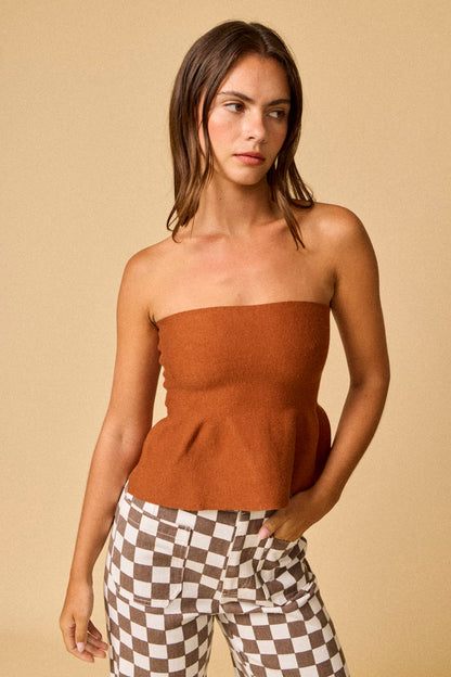 Ellie Strapless Knit Peplum Top