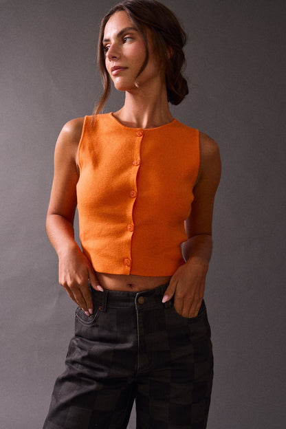 Mia Sleeveless Button Up Top