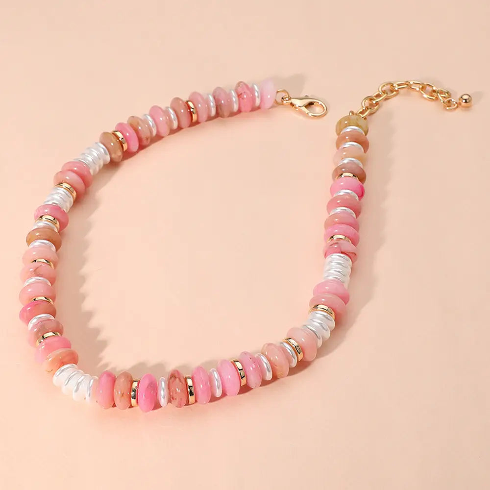 Marbled Round Beaded Necklace