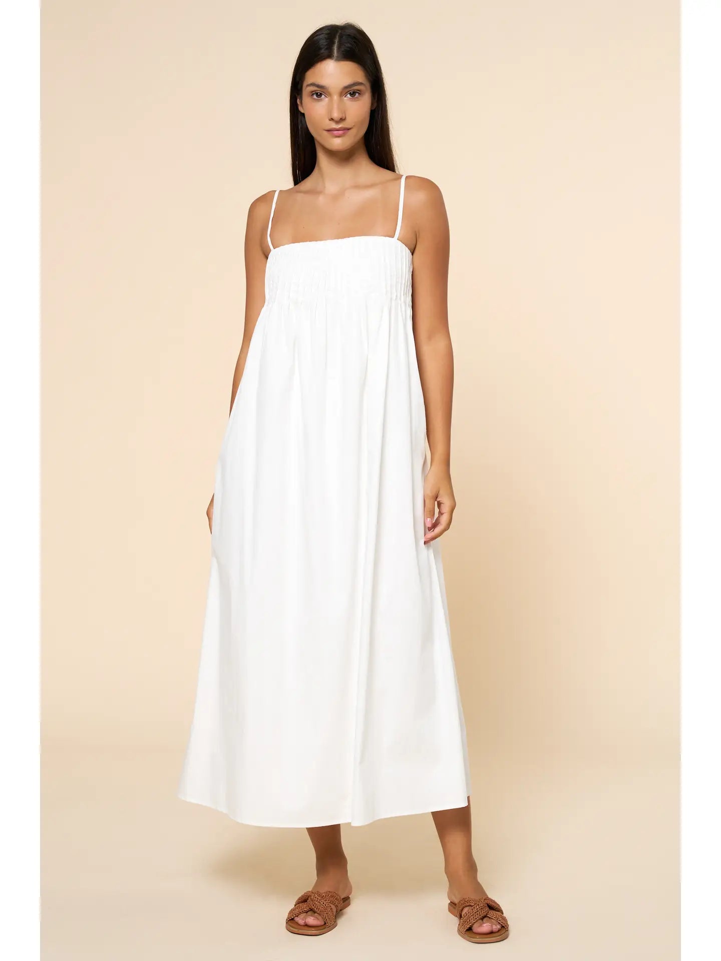 Pleated Spaghetti Strap Maxi Dress