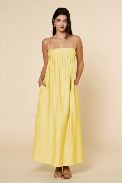 Pleated Spaghetti Strap Maxi Dress