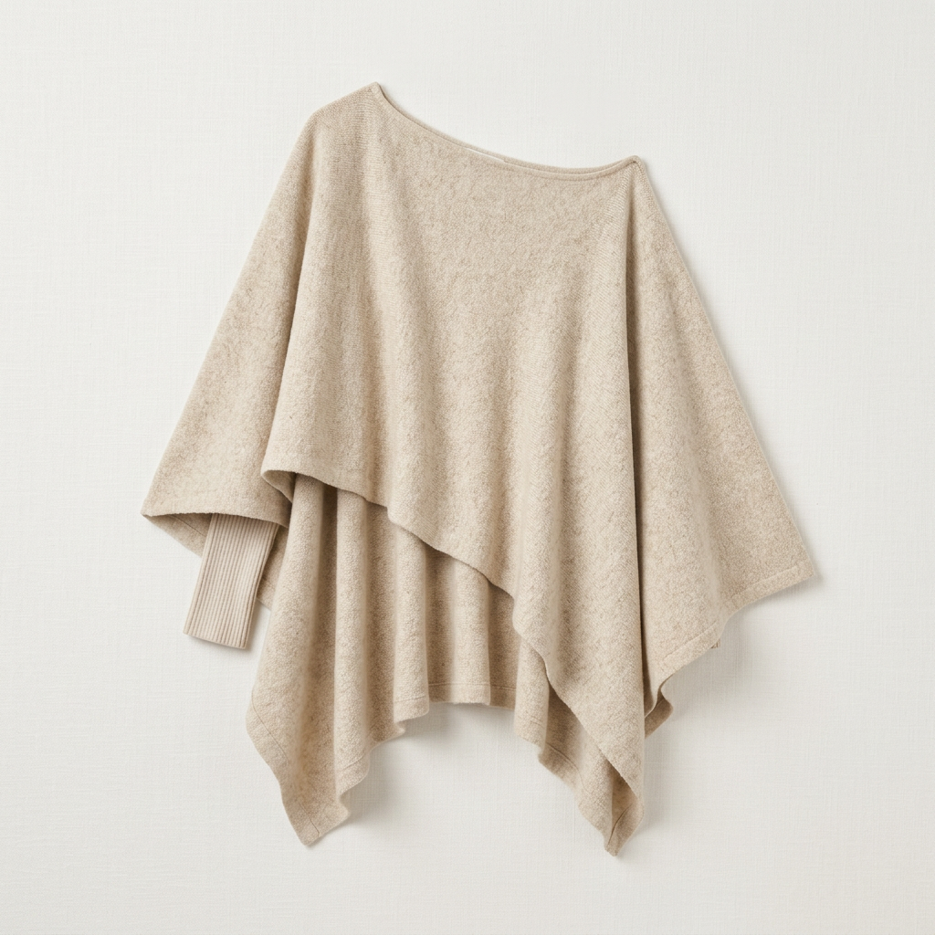 Wool Flannel Off the Shoulder Draped Cape
