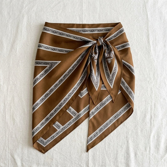 Minimalist Striped Waist Belt Silk Scarf
