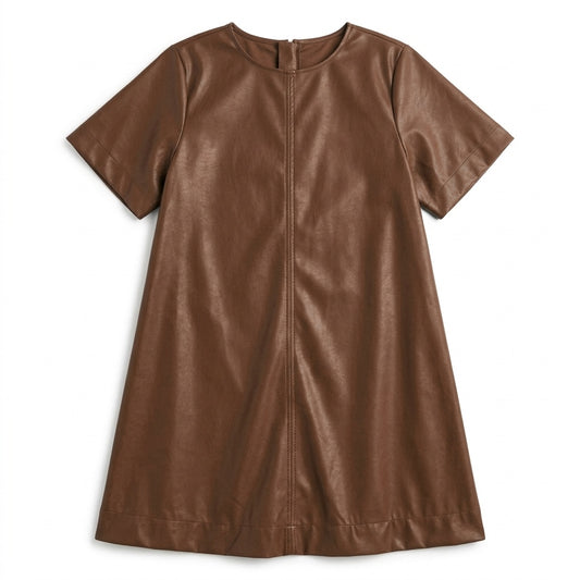 Faux Leather A-Line Dress