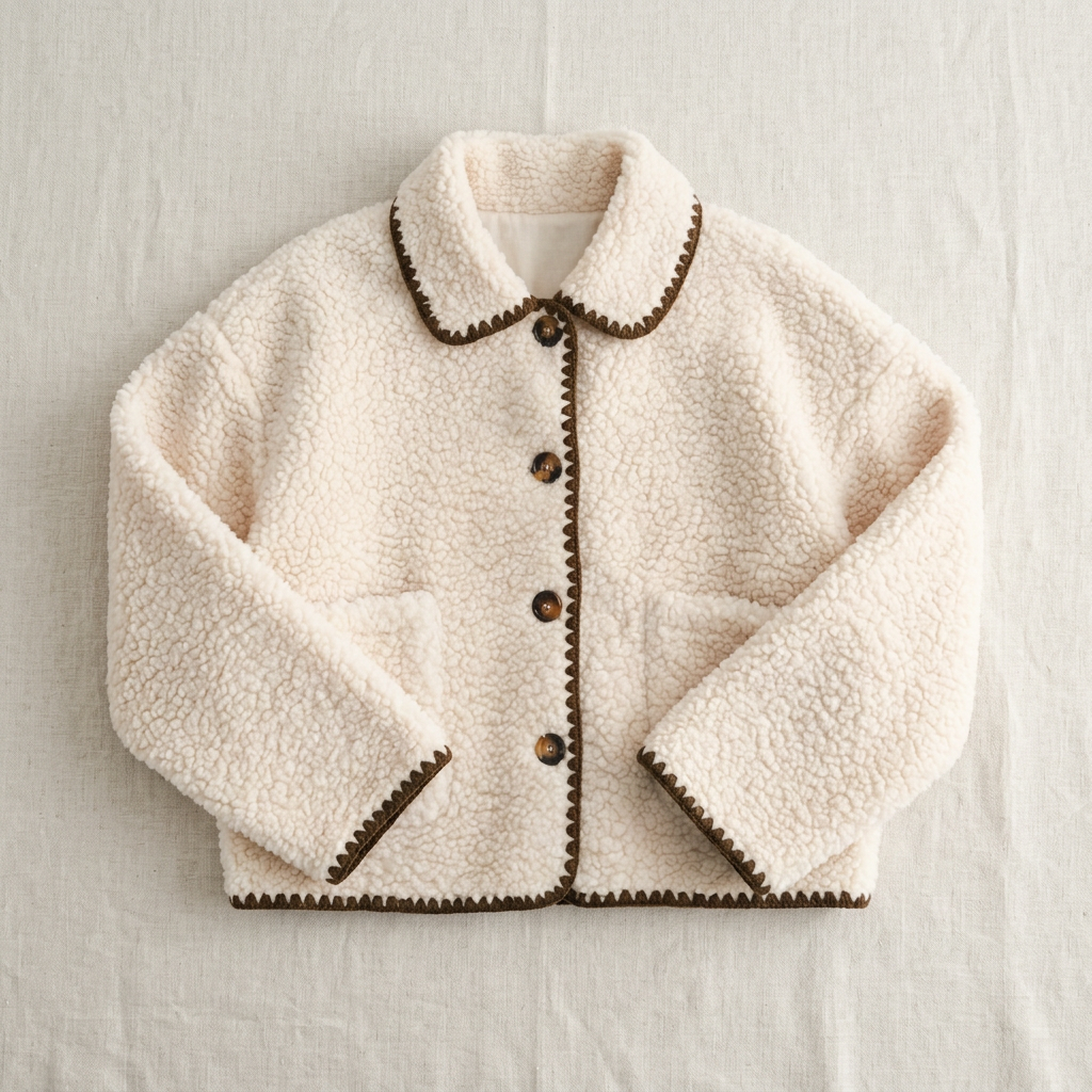 CONTRAST TRIM SHERPA JACKET