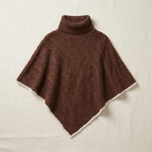 FOLD OVER TURTLE NECK KNIT SWEATER PONCHO
