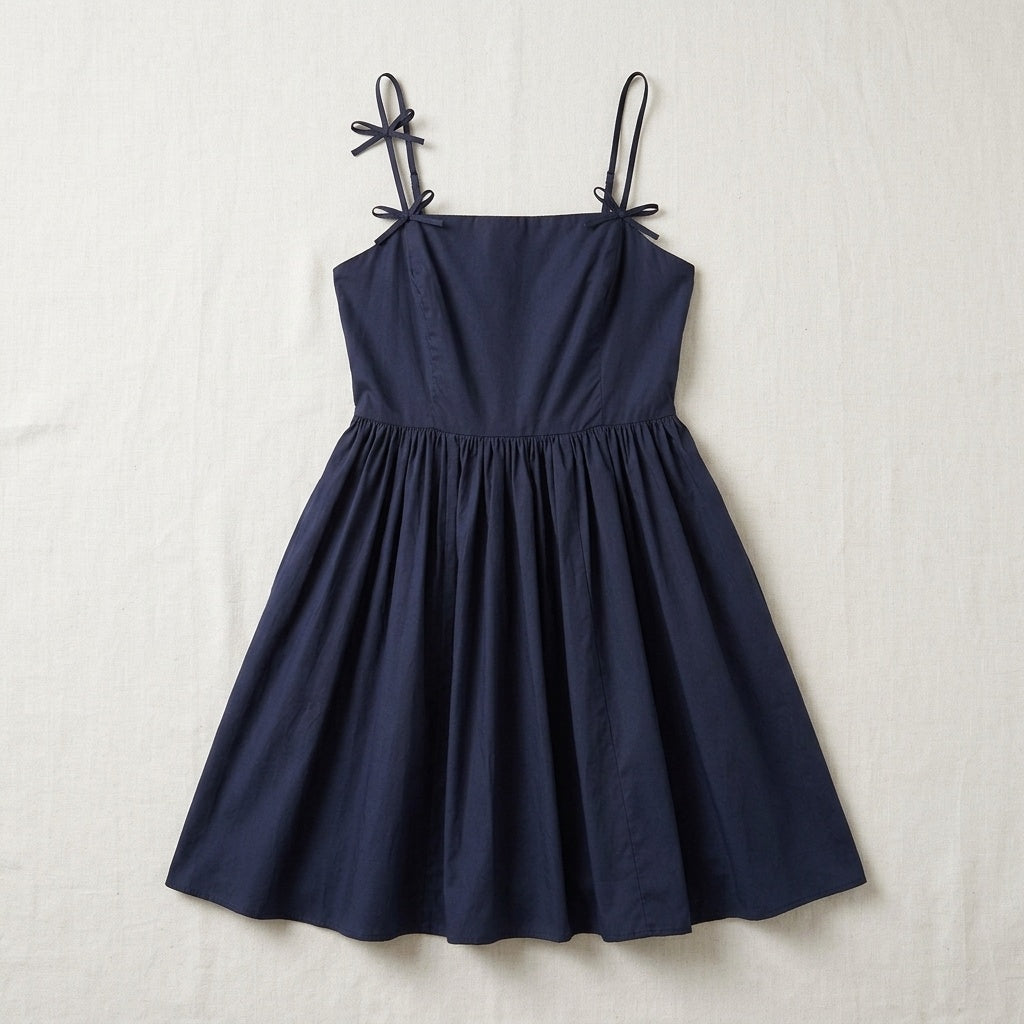 Ribbon Embroidered Detail Mini Dress