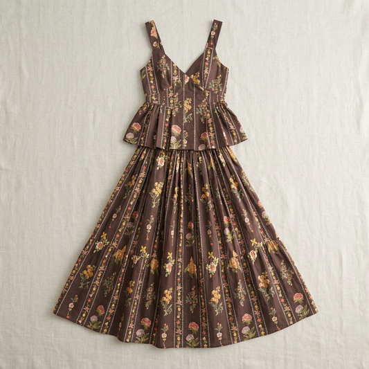 Floral Print Top and Skirt Set