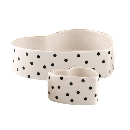 Ceramic Polka Dot Heart Dish Set