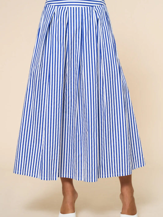 Striped Print Flare Maxi Skirt