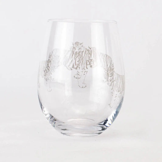Tiger On the Prowl Wine Glass