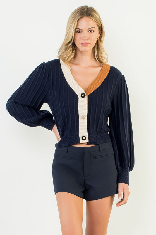 Colorblock Knit Cardigan