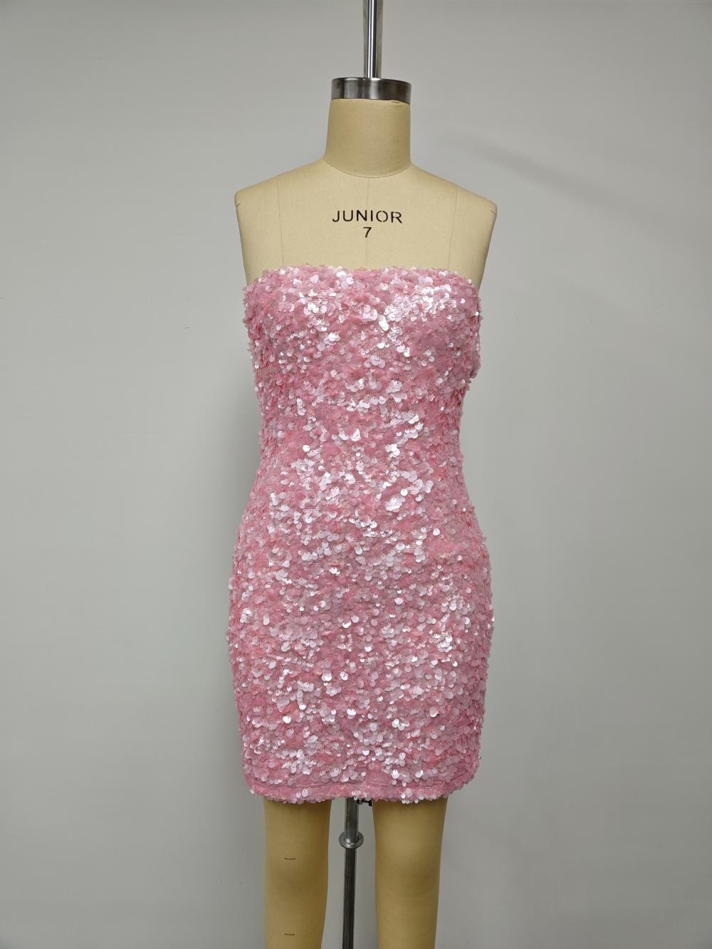 Sequin Bandeau Mini Dress