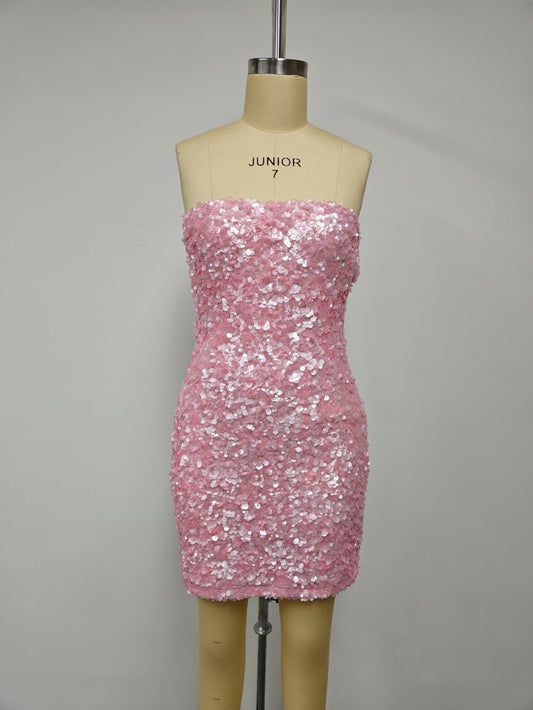 Sequin Bandeau Mini Dress